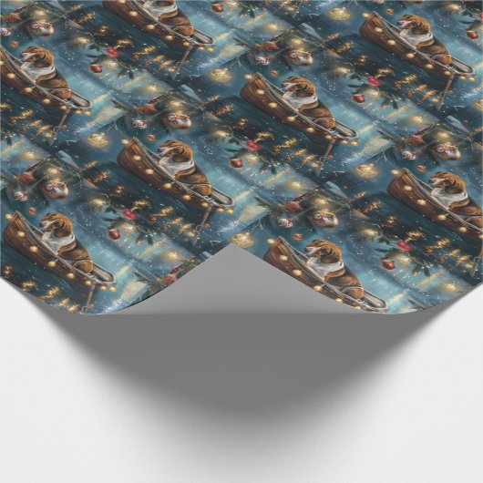 Amerikaanse Engelse Foxhound Christmas Feestelijke Cadeaupapier (Hoek)