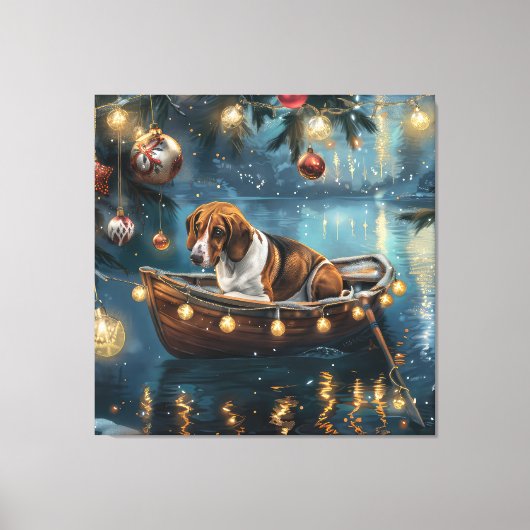 Amerikaanse Engelse Foxhound Christmas Feestelijke Canvas Afdruk (Voorkant)