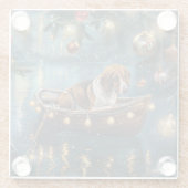 Amerikaanse Engelse Foxhound Christmas Feestelijke Glazen Onderzetter (Achterkant)