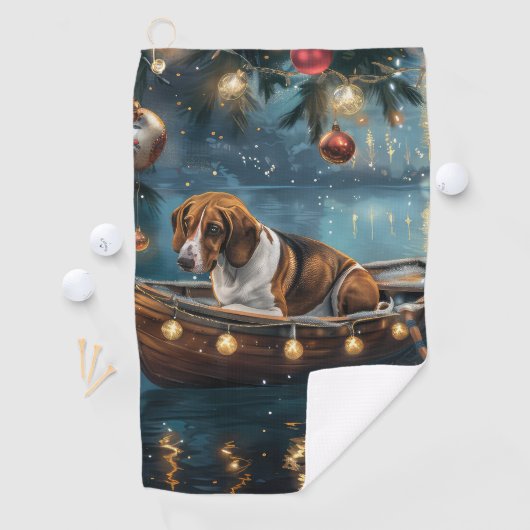 Amerikaanse Engelse Foxhound Christmas Feestelijke Golfhanddoek (Insitu)