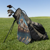 Amerikaanse Engelse Foxhound Christmas Feestelijke Golfhanddoek (Groen)