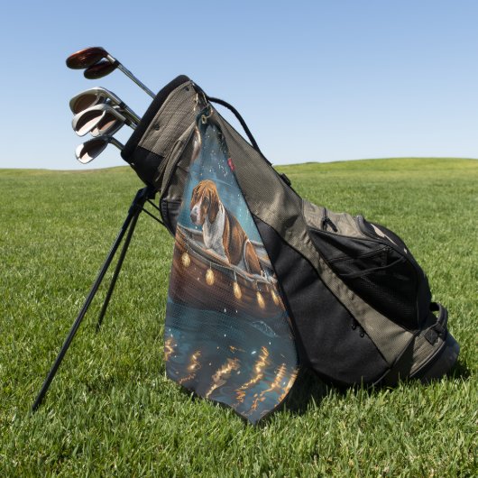 Amerikaanse Engelse Foxhound Christmas Feestelijke Golfhanddoek (Groen)