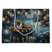 Amerikaanse Engelse Foxhound Christmas Feestelijke Groot Cadeauzakje (Voorkant)