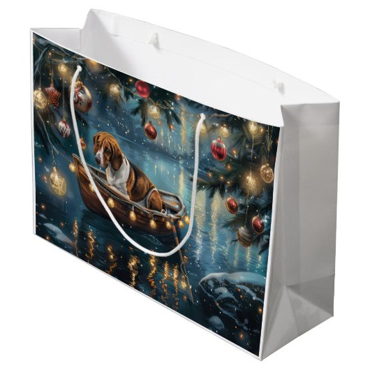 Amerikaanse Engelse Foxhound Christmas Feestelijke Groot Cadeauzakje (Achterkant Gekanteld)