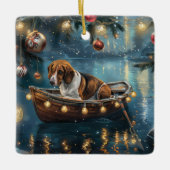 Amerikaanse Engelse Foxhound Christmas Feestelijke Keramisch Ornament (Voorkant)
