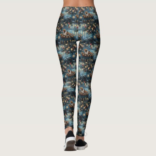 Amerikaanse Engelse Foxhound Christmas Feestelijke Leggings (Achterkant)