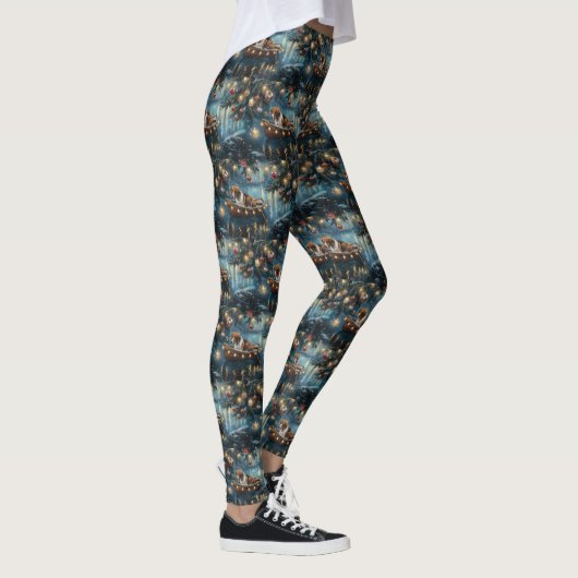 Amerikaanse Engelse Foxhound Christmas Feestelijke Leggings (Rechts)