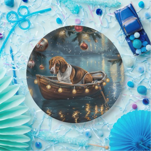 Amerikaanse Engelse Foxhound Christmas Feestelijke Papieren Bordje (Feest)