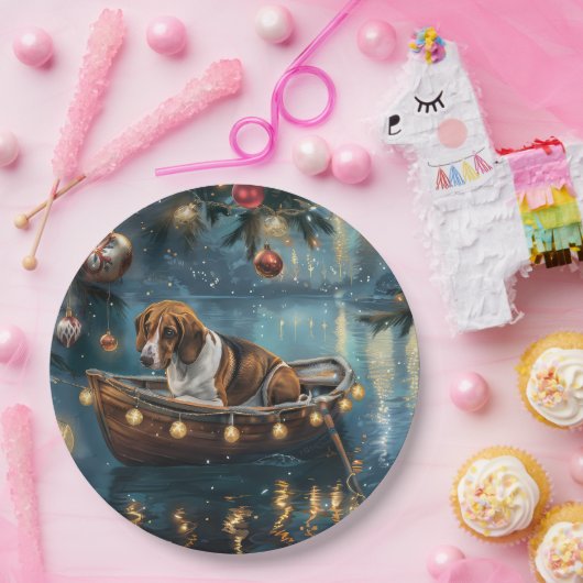 Amerikaanse Engelse Foxhound Christmas Feestelijke Papieren Bordje (Feest)