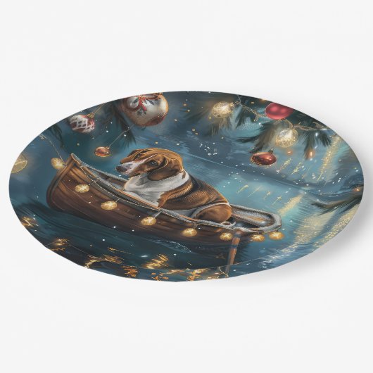 Amerikaanse Engelse Foxhound Christmas Feestelijke Papieren Bordje (Gekanteld)