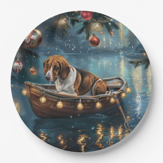 Amerikaanse Engelse Foxhound Christmas Feestelijke Papieren Bordje (Voorkant)