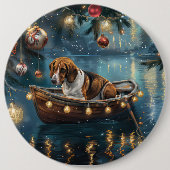 Amerikaanse Engelse Foxhound Christmas Feestelijke Ronde Button 6,0 Cm (Voorkant)