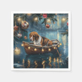 Amerikaanse Engelse Foxhound Christmas Feestelijke Servet (Voorkant)