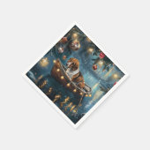 Amerikaanse Engelse Foxhound Christmas Feestelijke Servet (Hoek)