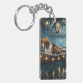 Amerikaanse Engelse Foxhound Christmas Feestelijke Sleutelhanger (Voorkant Links)