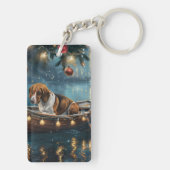 Amerikaanse Engelse Foxhound Christmas Feestelijke Sleutelhanger (achterkant)