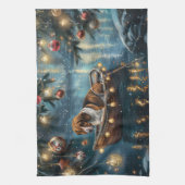 Amerikaanse Engelse Foxhound Christmas Feestelijke Theedoek (Verticaal)