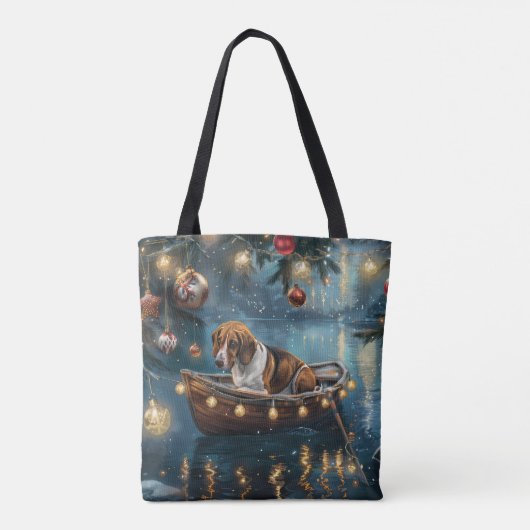 Amerikaanse Engelse Foxhound Christmas Feestelijke Tote Bag (Achterkant)