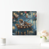 Amerikaanse Engelse Foxhound Christmas Feestelijke Vierkante Klok (Huis)