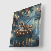 Amerikaanse Engelse Foxhound Christmas Feestelijke Vierkante Klok (Hoek)