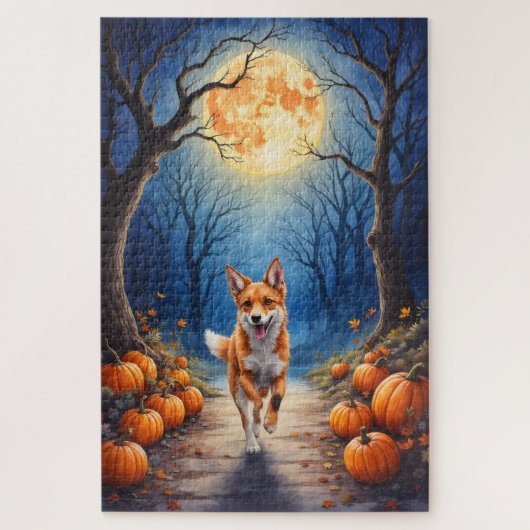 Amerikaanse Engelse Foxhound Geheime Bos Halloween Legpuzzel (Verticaal)
