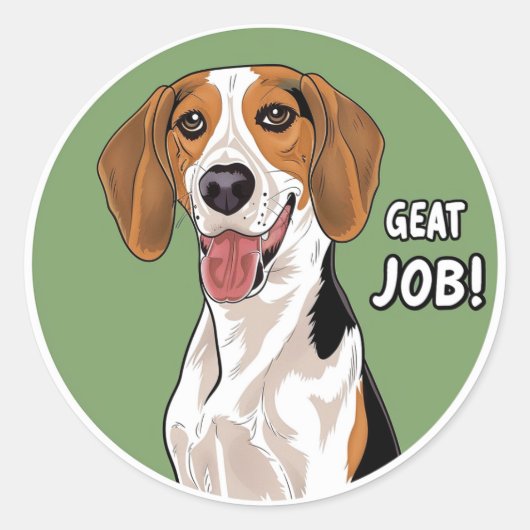 Amerikaanse Engelse Foxhound Geweldige Prestatie L Ronde Sticker (Voorkant)