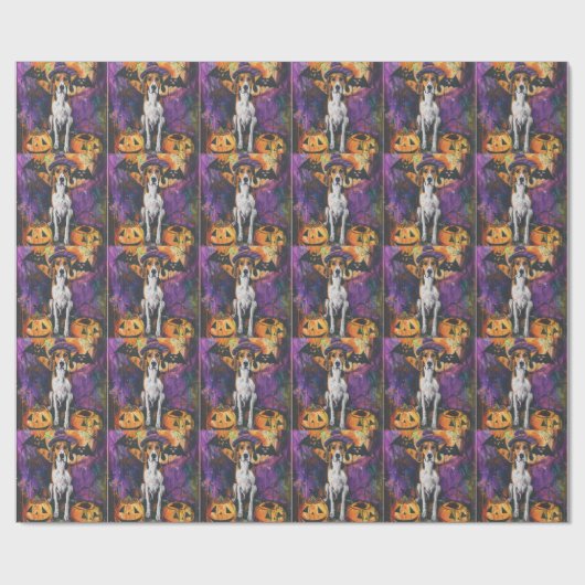 Amerikaanse Engelse Foxhound Halloween Pumpkin Cadeaupapier (Vlak)