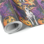 Amerikaanse Engelse Foxhound Halloween Pumpkin Cadeaupapier (Rol Hoek)