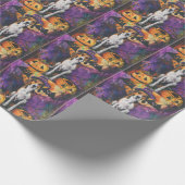 Amerikaanse Engelse Foxhound Halloween Pumpkin Cadeaupapier (Hoek)