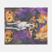 Amerikaanse Engelse Foxhound Halloween Pumpkin Fleece Deken (Voorkant (Horizontaal))