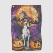 Amerikaanse Engelse Foxhound Halloween Pumpkin Golfhanddoek (Voorkant)