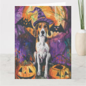 Amerikaanse Engelse Foxhound Halloween Pumpkin Kaart (Voorkant)