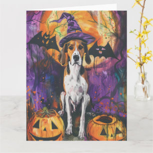 Amerikaanse Engelse Foxhound Halloween Pumpkin Kaart