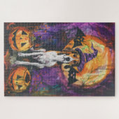 Amerikaanse Engelse Foxhound Halloween Pumpkin Legpuzzel (Horizontaal)