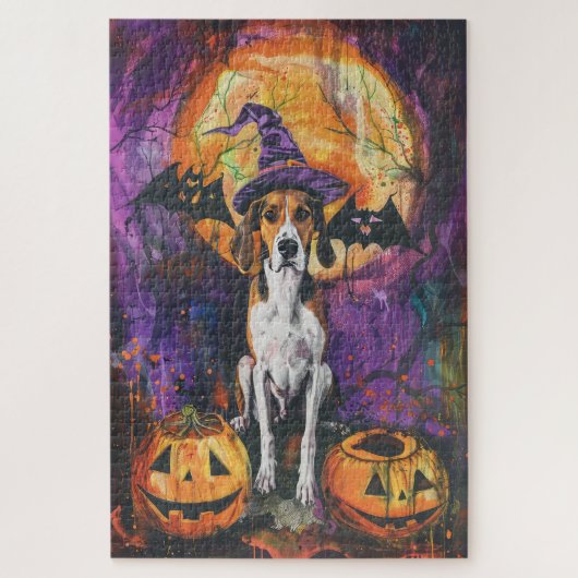 Amerikaanse Engelse Foxhound Halloween Pumpkin Legpuzzel (Verticaal)