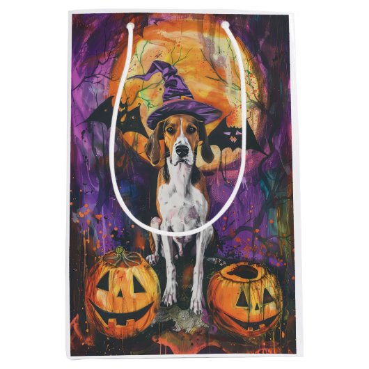 Amerikaanse Engelse Foxhound Halloween Pumpkin Medium Cadeauzakje (Voorkant)