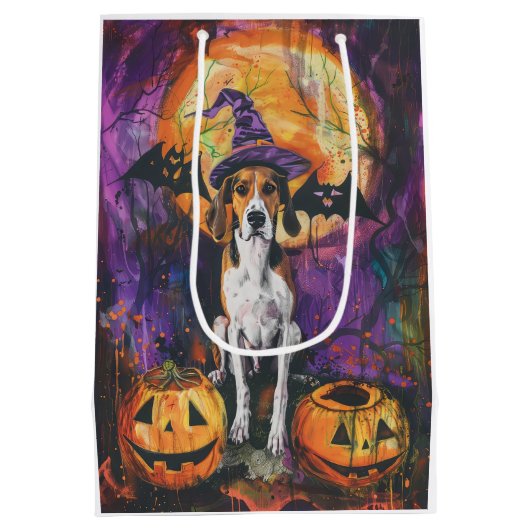 Amerikaanse Engelse Foxhound Halloween Pumpkin Medium Cadeauzakje (Achterkant)