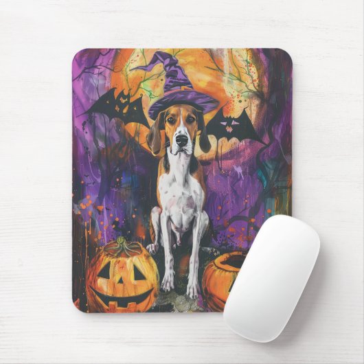 Amerikaanse Engelse Foxhound Halloween Pumpkin Muismat (Met muis)