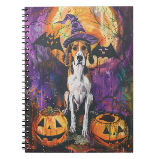Amerikaanse Engelse Foxhound Halloween Pumpkin Notitieboek (Voorkant)