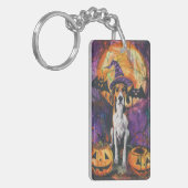 Amerikaanse Engelse Foxhound Halloween Pumpkin Sleutelhanger (Voorkant Links)