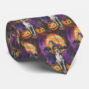 Amerikaanse Engelse Foxhound Halloween Pumpkin Stropdas