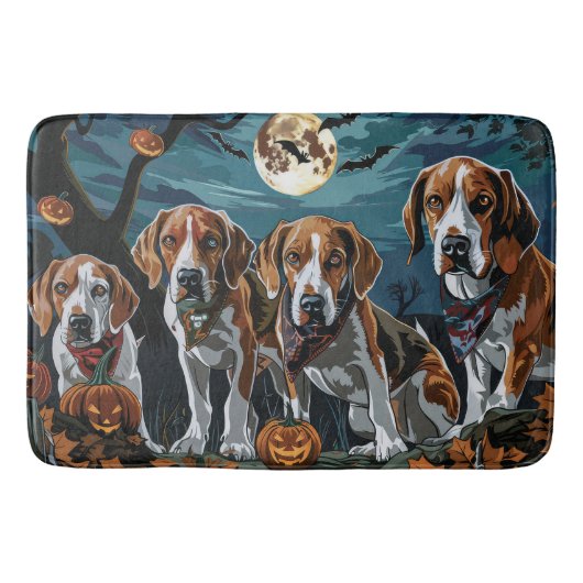 Amerikaanse Engelse Foxhound Halloween Spooky Badmat (Voorkant)
