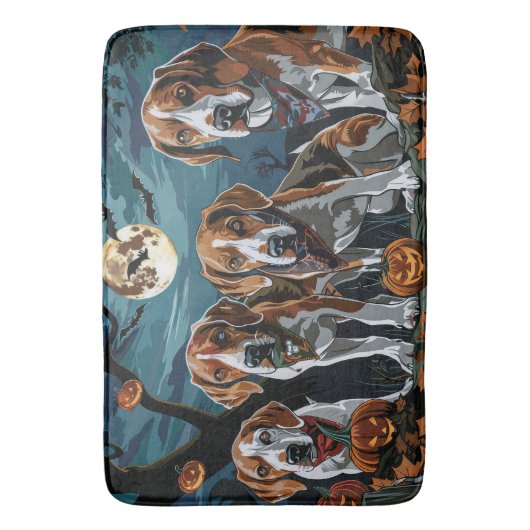 Amerikaanse Engelse Foxhound Halloween Spooky Badmat (Voorkant Verticaal)