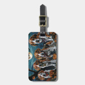 Amerikaanse Engelse Foxhound Halloween Spooky Bagagelabel (Voorkant verticaal)