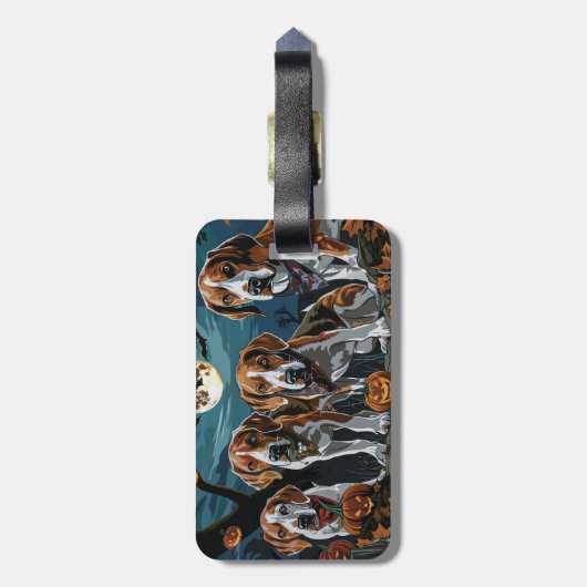 Amerikaanse Engelse Foxhound Halloween Spooky Bagagelabel (Achterkant verticaal)