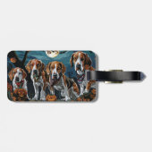 Amerikaanse Engelse Foxhound Halloween Spooky Bagagelabel (Achterkant horizontaal)