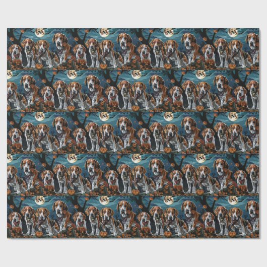 Amerikaanse Engelse Foxhound Halloween Spooky Cadeaupapier (Vlak)