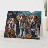 Amerikaanse Engelse Foxhound Halloween Spooky Kaart (Voorkant)