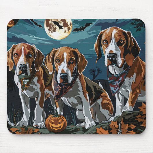 Amerikaanse Engelse Foxhound Halloween Spooky Muismat (Voorkant)
