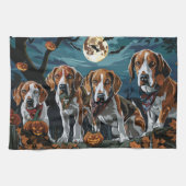 Amerikaanse Engelse Foxhound Halloween Spooky Theedoek (Horizontaal)